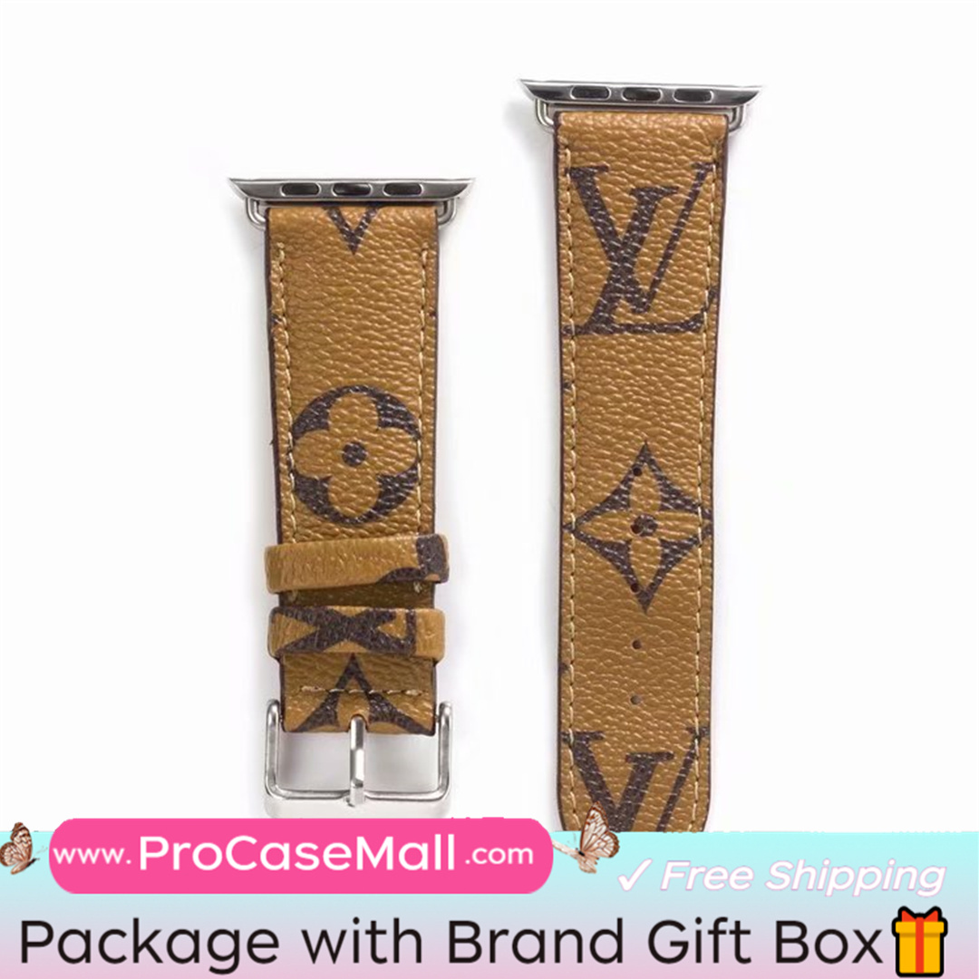 Classic LV Monogram Leather Checkerboard Canvas Apple Watch Strap