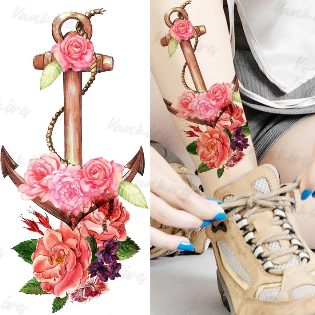 Sdrawing Flower Temporary Tattoos For Women Girls Realistic Lavender Butterfly Flower Fake Tattoo Sticker Forearm Body Tatoos 3D