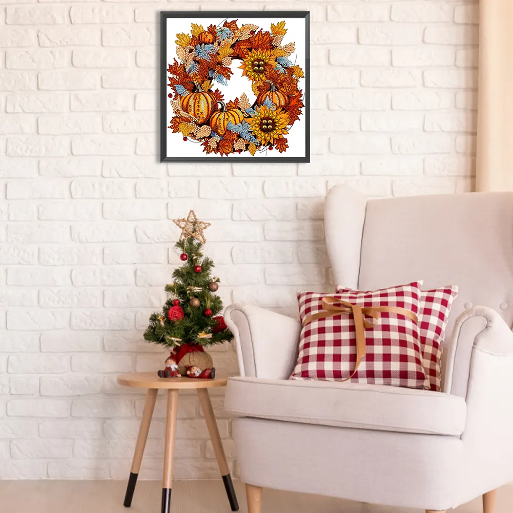 Diamond Painting - Partial Special Shaped Drill - Pumpkin Wreath(Canvas|30*30cm)