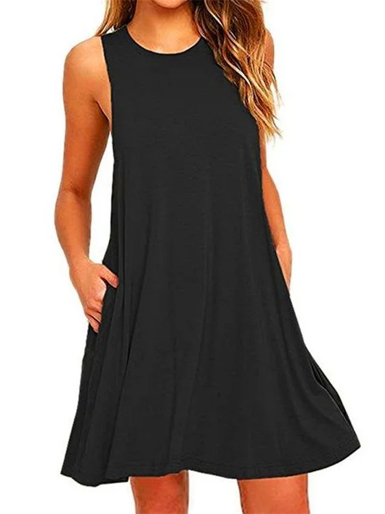 Women Black Blue Summer Dress