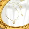 Neat Square White Shell Pendant Necklace