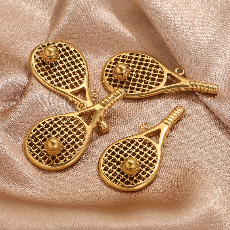 1 Piece 304 Stainless Steel Tennis Racket Pendant Jewelry Accessories