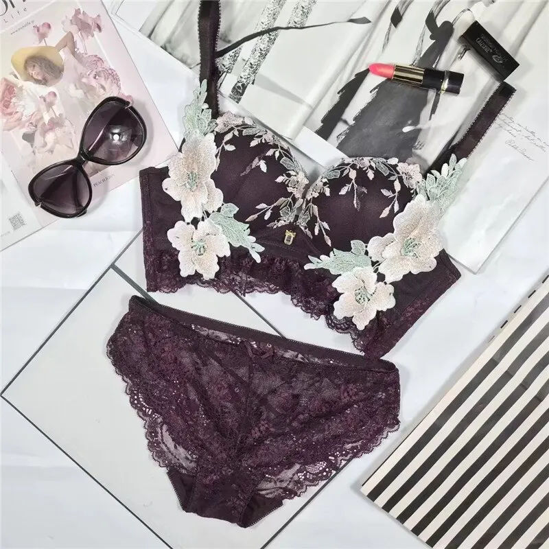 Billionm New High Quality Women Underwear Set And B Cup Bra Panty Set Brand Fine Embroidery Sexy Lace Lingerie Push Up Bra Set