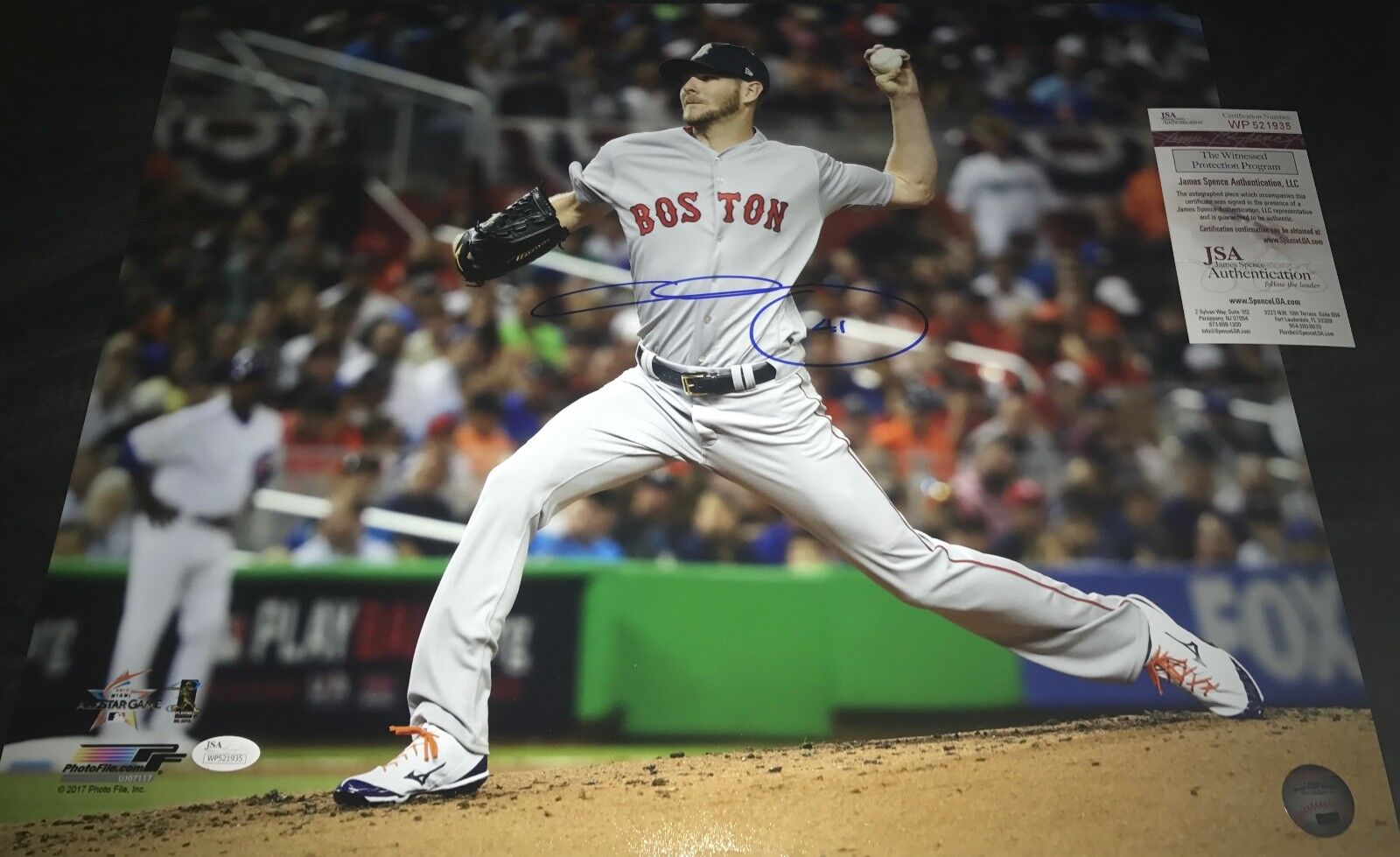 Chris Sale Red Sox Autographed Signed 16x20 Photo Poster painting JSA WITNESS COA 2017 All Star