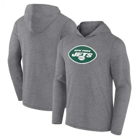 Men's New York Jets Heather Gray Primary Logo Long Sleeve Hoodie T-Shirt 8TS6