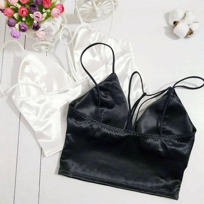 Women Crop Top Casual Strap Vests Wrap Chest Underwear Padded Bra New Crop Top Party Club Bustier Bra Backless Bandage T-shirt
