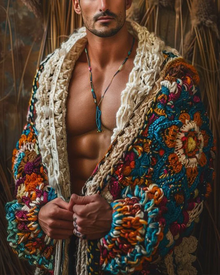  Men’s Vintage Crochet Cardigan