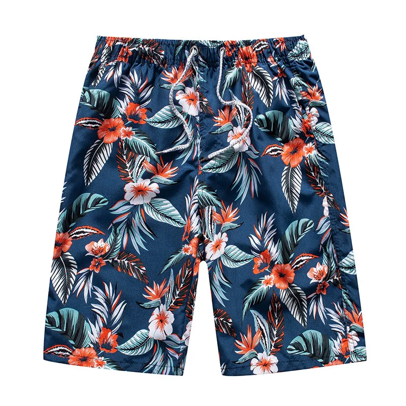 Men's Water  Wood Flowers and Grass Printed Dry Beach Shorts