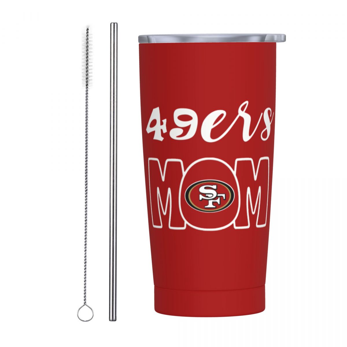 San Francisco 49ers Mom Stainless Steel Travel Mug With Lid And Straw