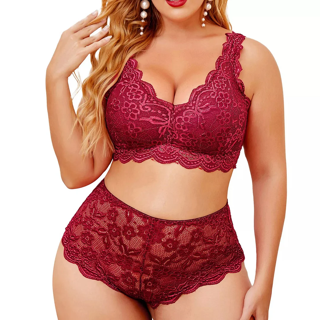 Plus Size Lingerie Sets Floral Lace Bridal Lingerie For Women
