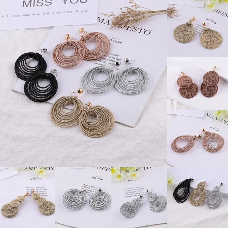 Dvacaman Bohemain Multilayer Round Alloy Drop Earrings Women 2019 New Trendy Maxi Earrings Statement Jewelry Party Gifts Female