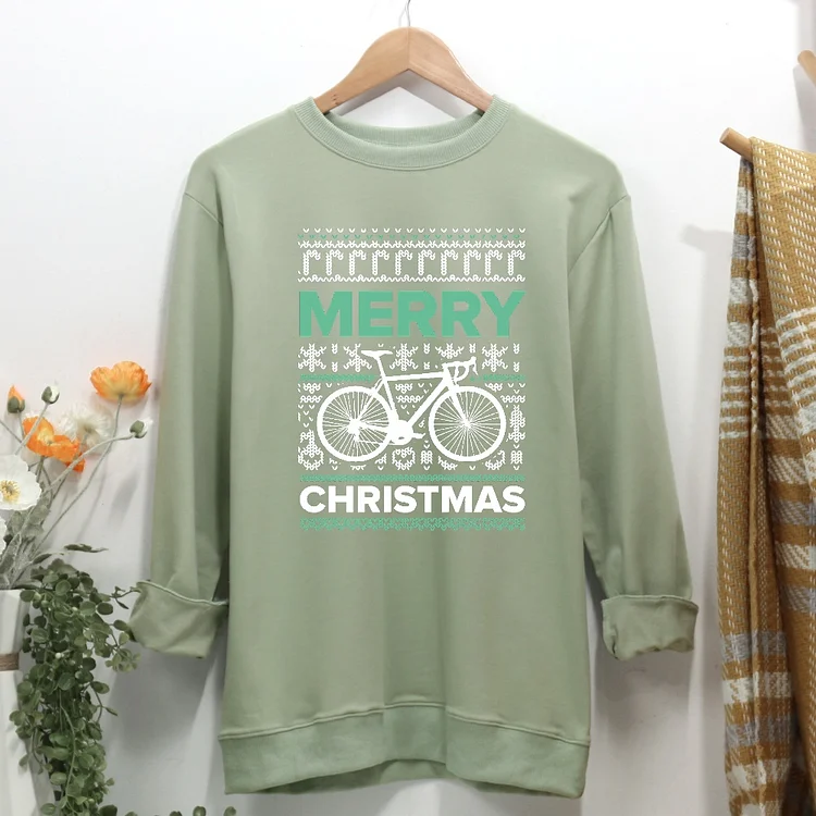 Cycling Merry Christmas Women Casual Sweatshirt-Annaletters