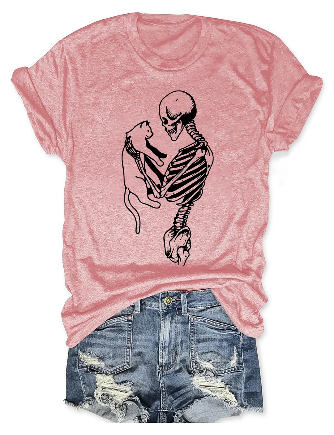 Skeleton And Cat T-shirt