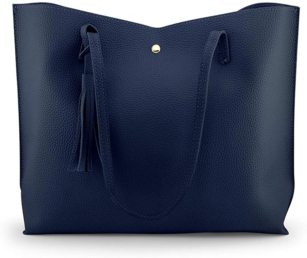 Women Large Tote Bag - Tassels Faux Leather Shoulder Handbags