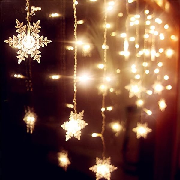Christmas Snowflakes Led String Lights Flashing Lights Curtain Light Waterproof Holiday Party Connectable Wave Fairy Light