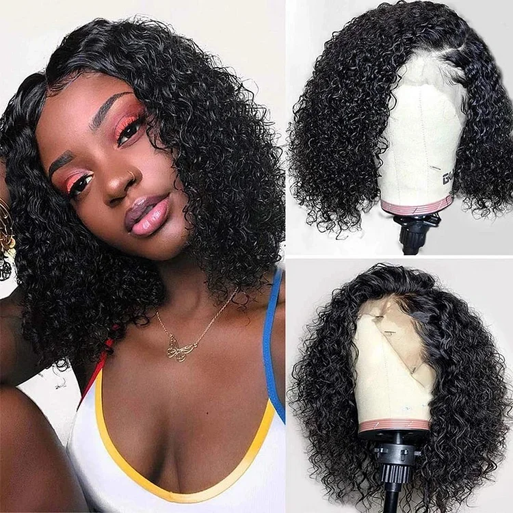 Lace Front human hair Wigs Pre Plucked Brazilian Kinky Curly Hair Short Curly Bob Wigs