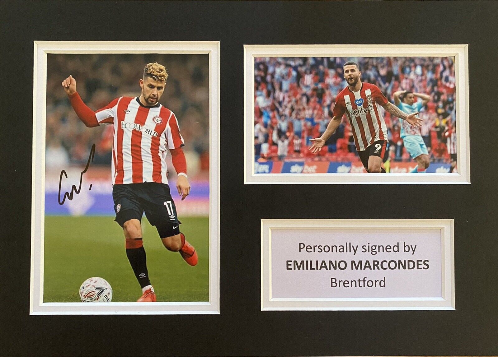 Emiliano Marcondes Hand Signed Brentford Photo Poster painting In A4 Mount Display