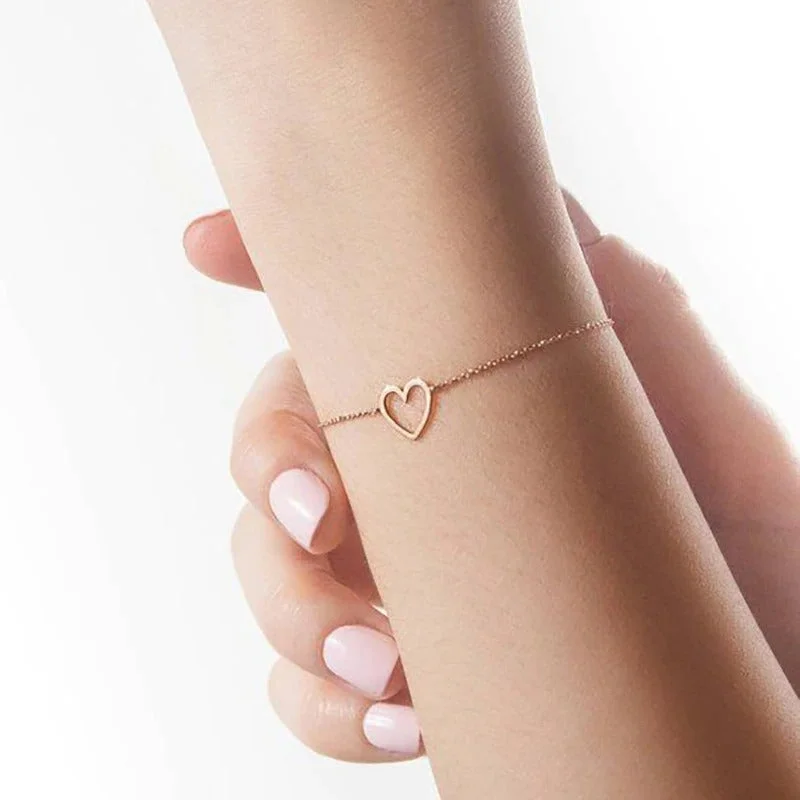 Minimalist Romantic Hollow Heart Charm Bracelets