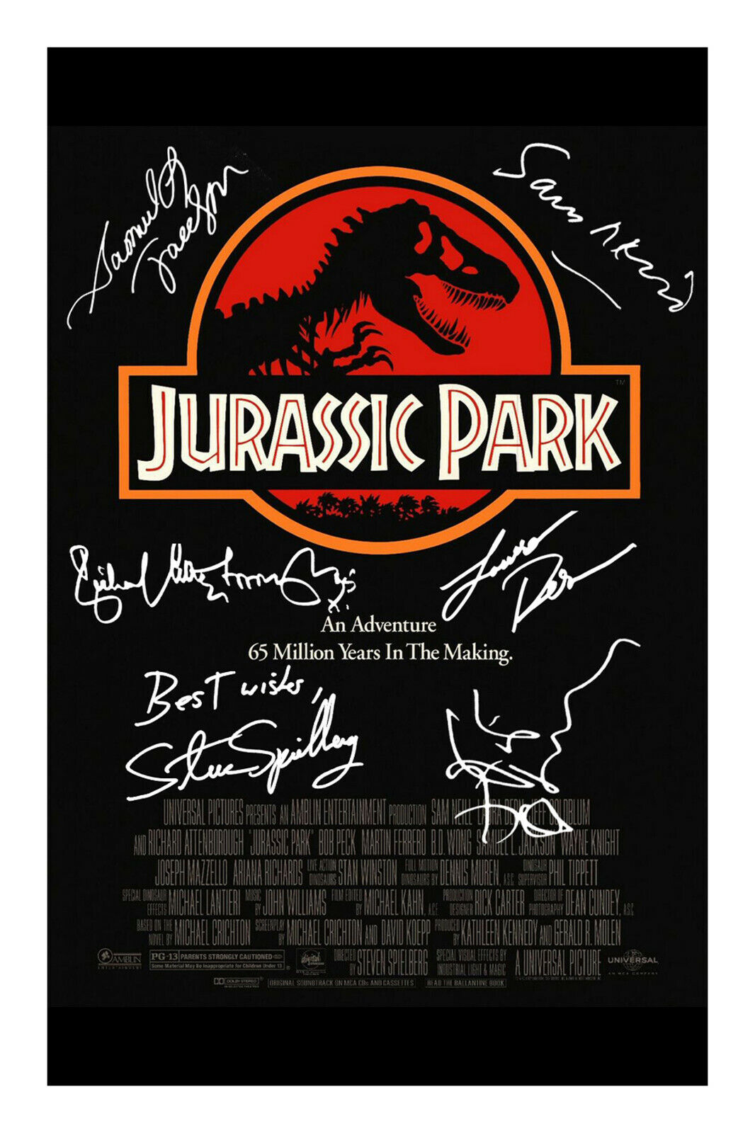 Jurassic Park Cast Signed A4 Autograph Photo Poster painting Print Spielberg Attenborough