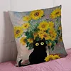 Van Gogh Sunflower Cross Stitch Pillow Cover Kit 11CT Stamped 3-Strand Embroidery 45x45cm