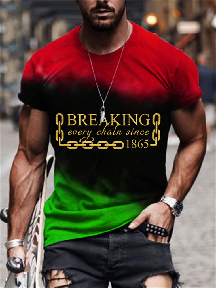 wearshes Men's Juneteenth Breaking Every Chain Since 1865 Tie Dye T Shirt