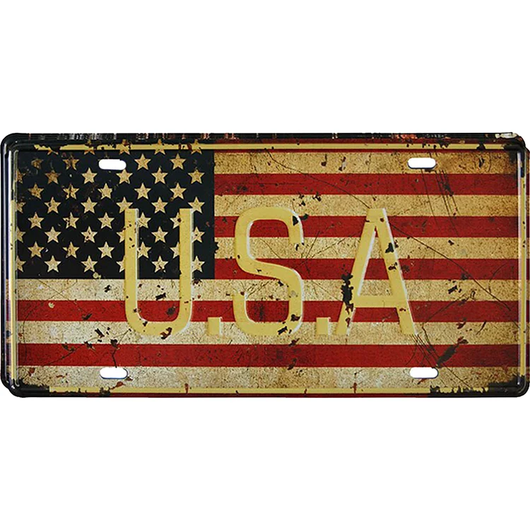 Drapeau national - plaque d’immatriculation de voiture panneaux en étain / panneaux en bois - 5.9x11.8in