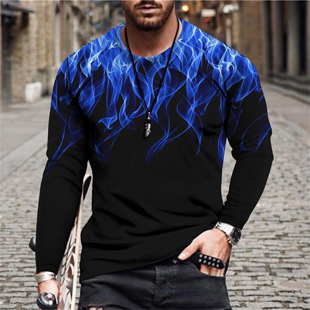 3D Graphic Long Sleeve Shirts Flame