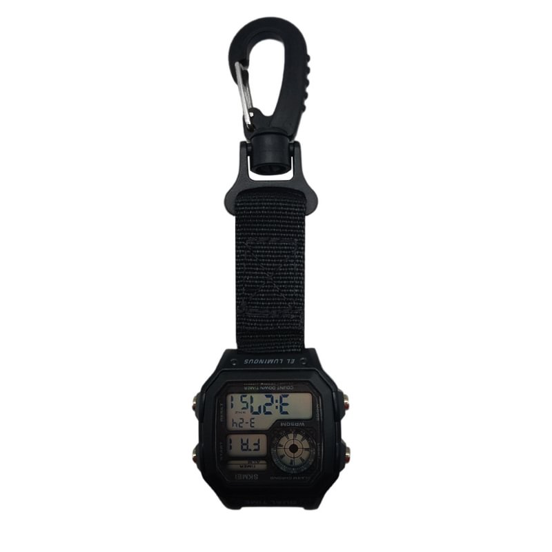 Outdoor Camping Electronic Pocket Watch Compass Carabiner 