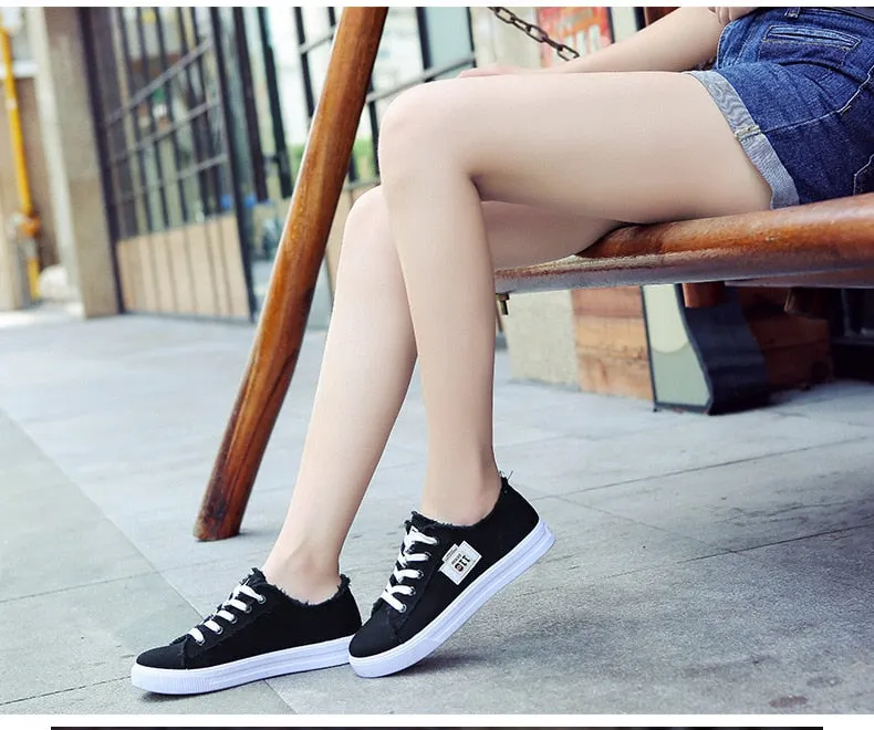 Canvas Shoes Women's 2021 Lace Up Canvas Women's Shoes White Strappy Casual Shoes Ladies Socofy Flat Shoes Women Loafers