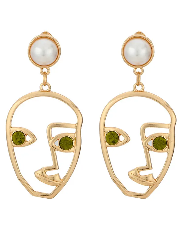 Fashion Creative Face Beaded Decorate Hollow Earrings