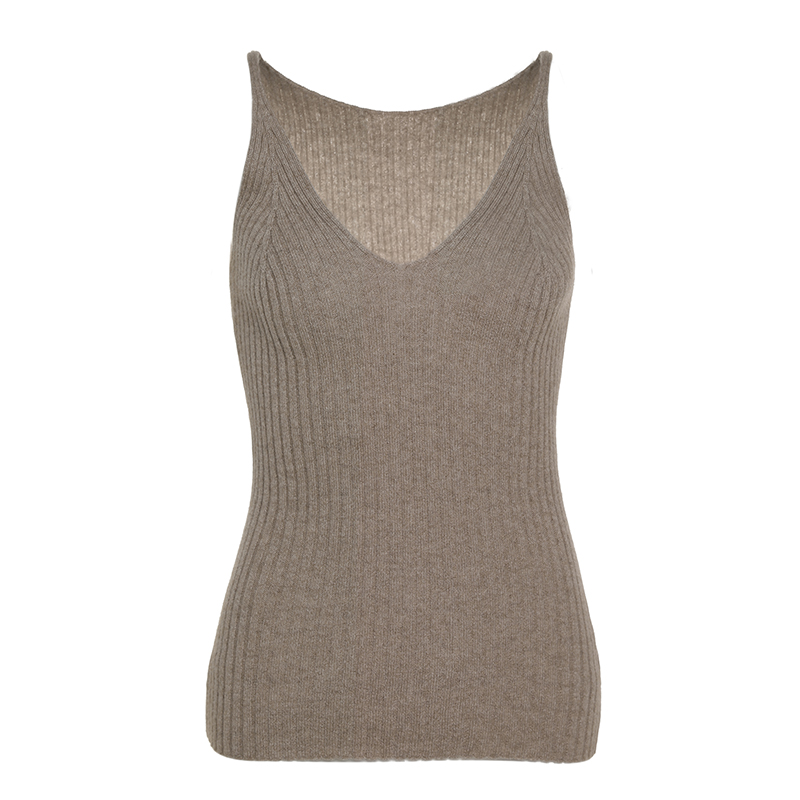 Ribbed Solid Cashmere Vest REAL SILK LIFE