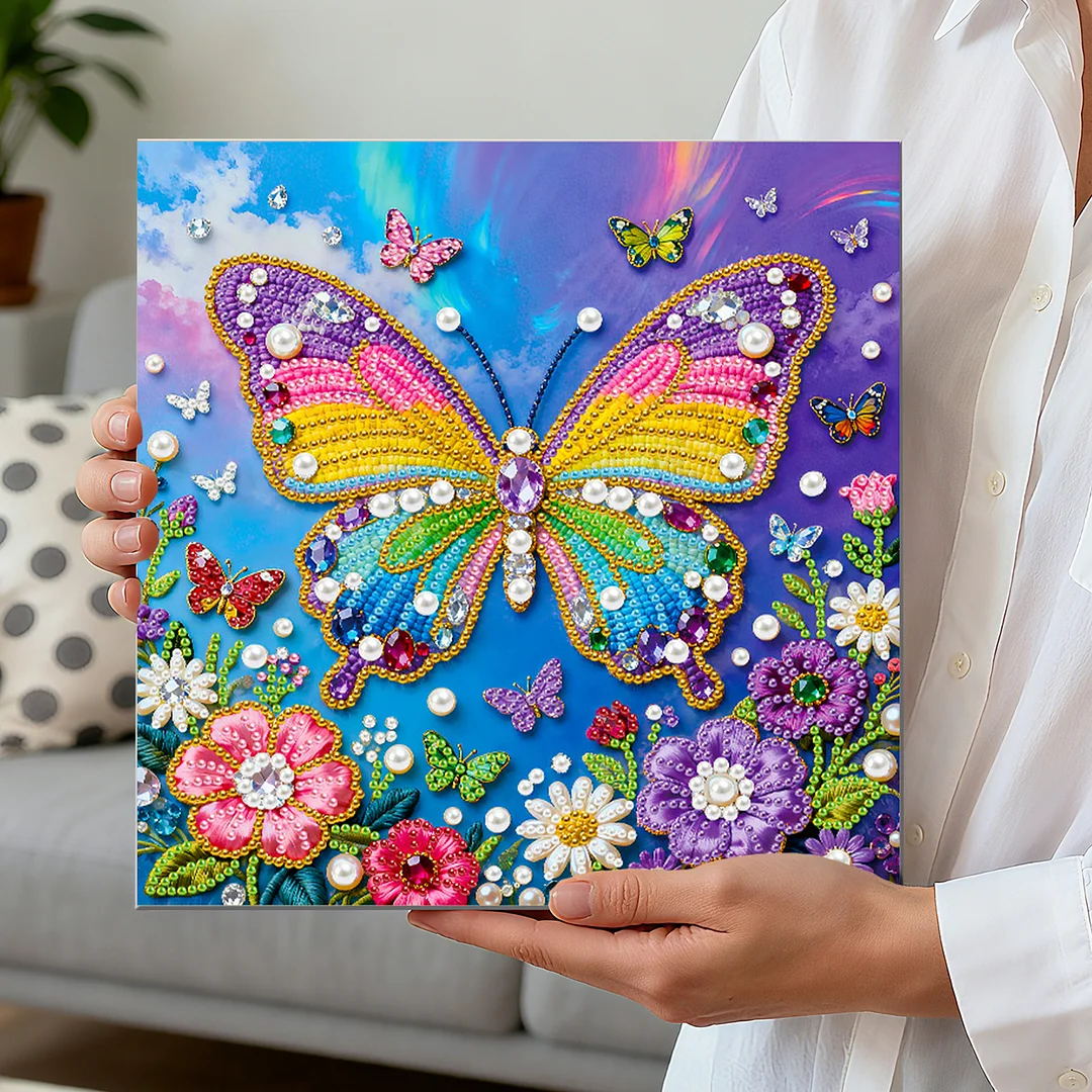 Butterfly Art Diamond Painting Kit for Adults Home Decor 25x25cm With Frame