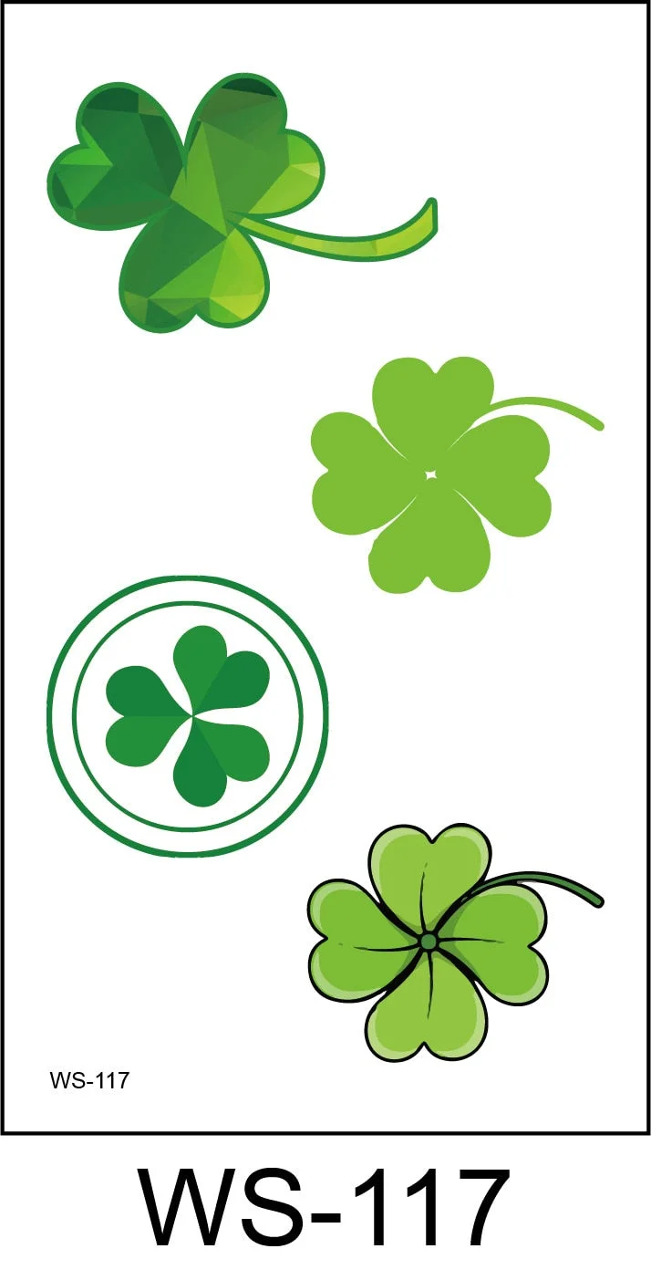 New cross-border waterproof sweat green hat clover face sticker European and American fashion temporary tattoo sticker