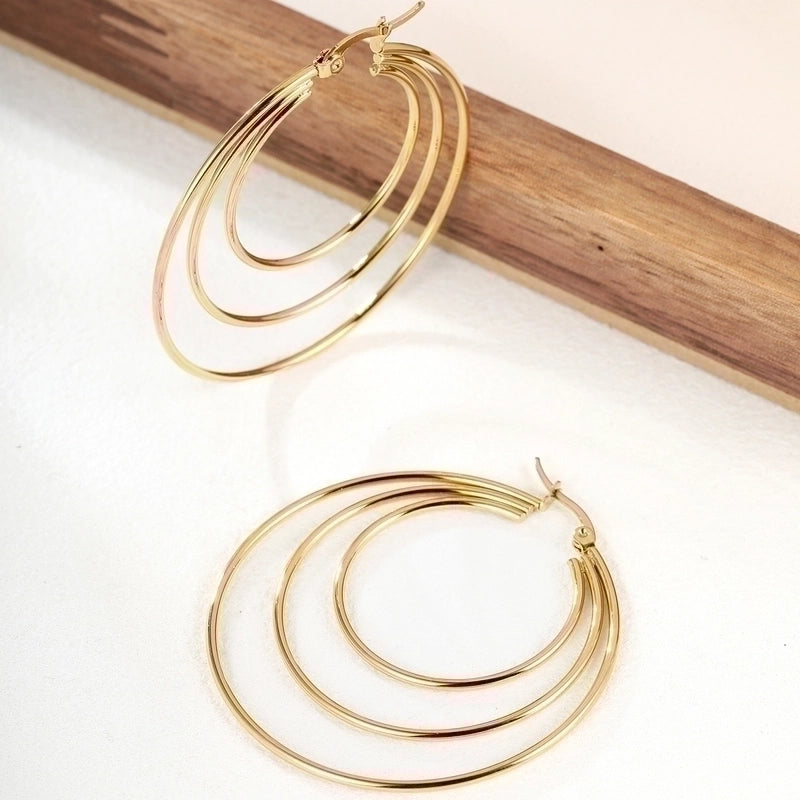 1 Pair Exaggerated Fashion Triangle Round Plating 201 Stainless Steel 18K Gold Plated Stainless Steel Earrings