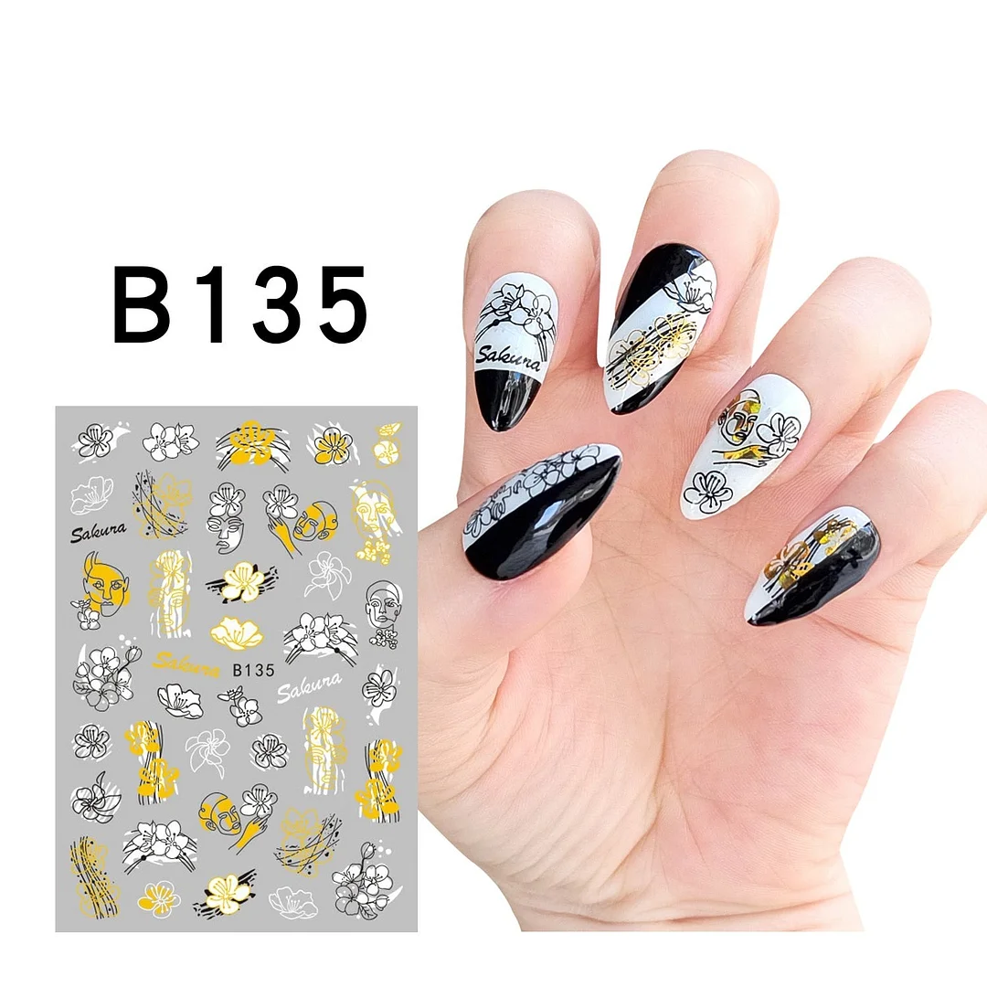 1Pcs Iridescent Silver Laser Snowflakes 3D Nail Stickers Leaves Flowers Summer Self Adhesive Transfer Sliders For Manicures Tips-Nail Inspo