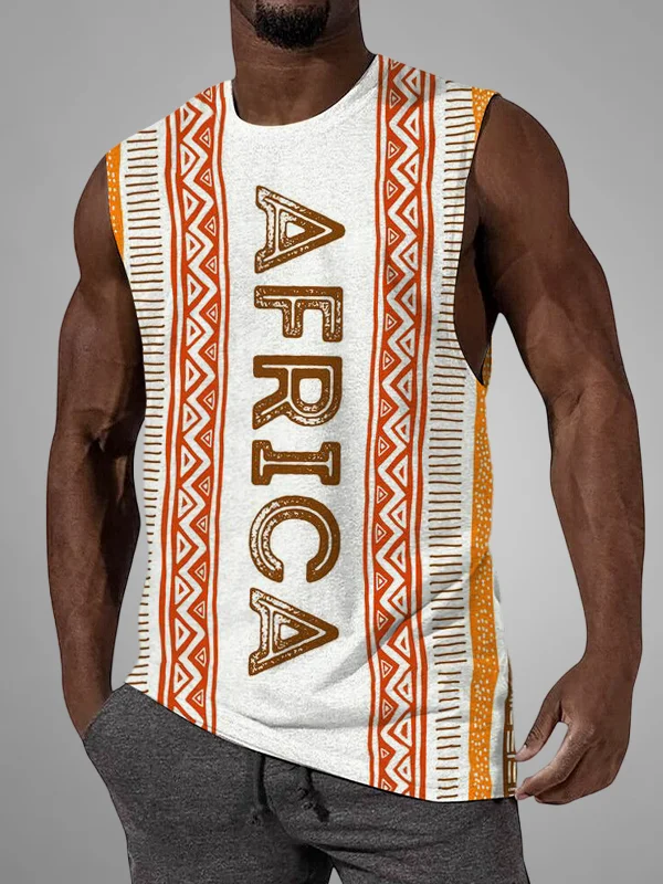 Men's Africa Tribal Traditional Pattern Printed Tank Top