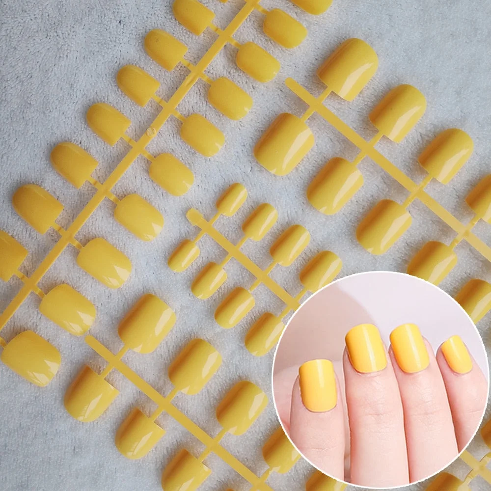 5 Sets Of 24 Pieces Per Unit Round Colored False Nails Tips Full Cover 10 Size Fake Nails For DIY Acrylic Press On Nail Tips-Nail Inspo