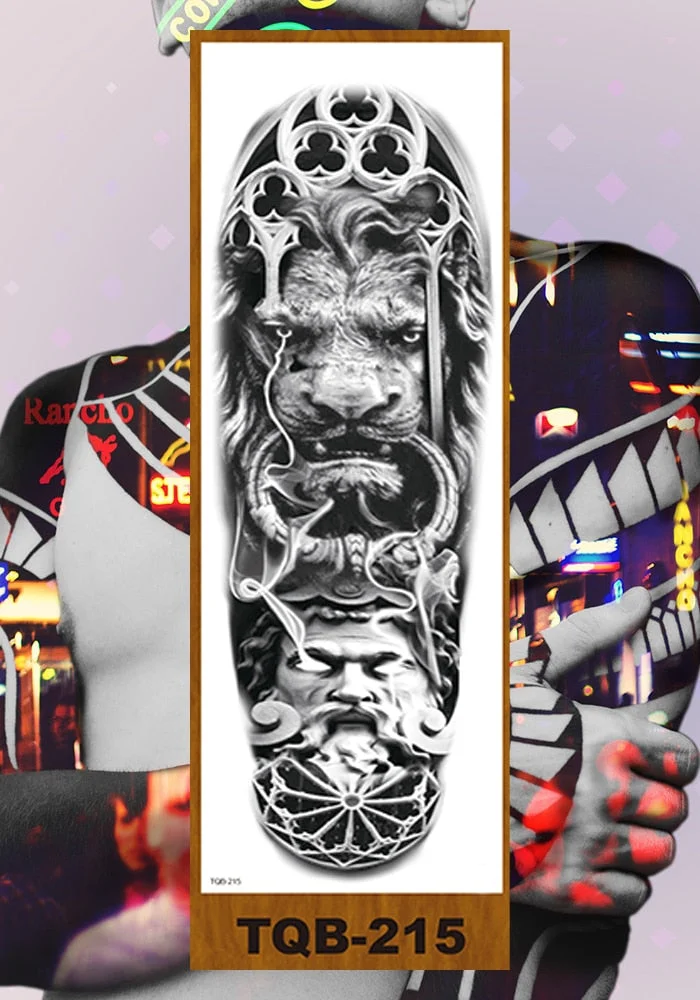 Full Flower Arm Temporary Tattoo Sticker Man Woman Girls Body Leg Fake Tatoo Sexy Tiger Wolf Beauty & Beast Body Art Hotwife DIY