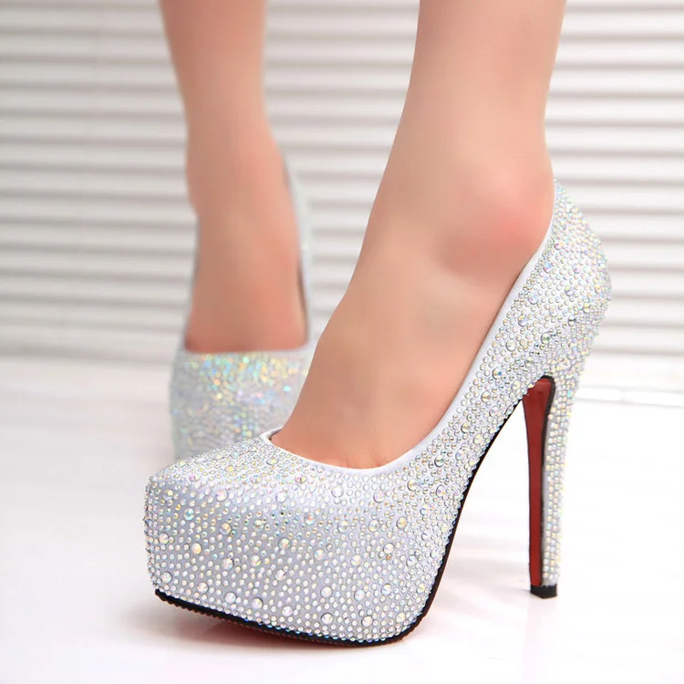 super high heel platform crystal diamond wedding shoes