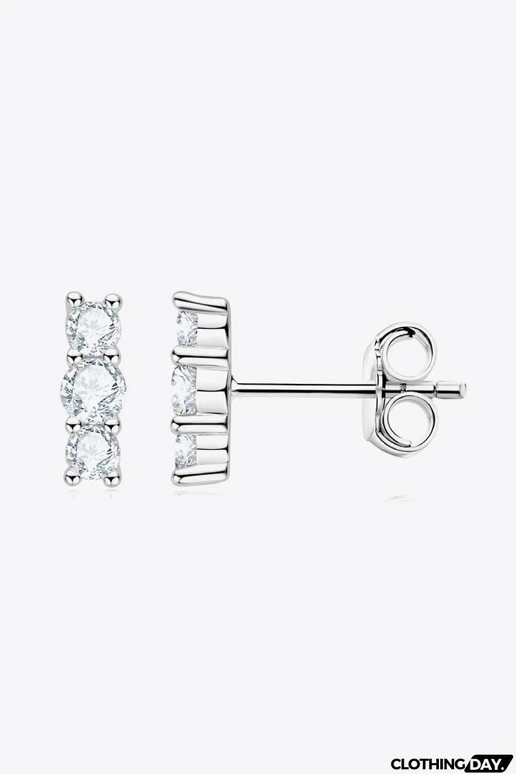 Heartbeat Rhythm 925 Sterling Silver Moissanite Stud Earrings