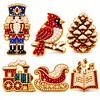 6PCS DIY Christmas Pearl Diamond Painting Brooch Kit for Adults, Wearable Pins