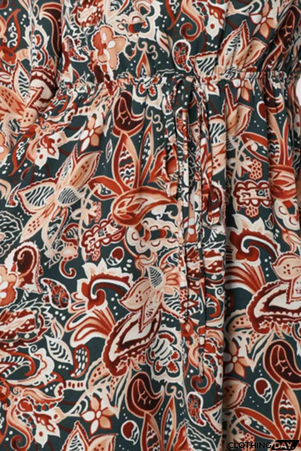 Printed V-Neck Mini Dress