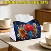 Diamond Painting Red Roses PU Leather Tissue Box for Napkin Holder
