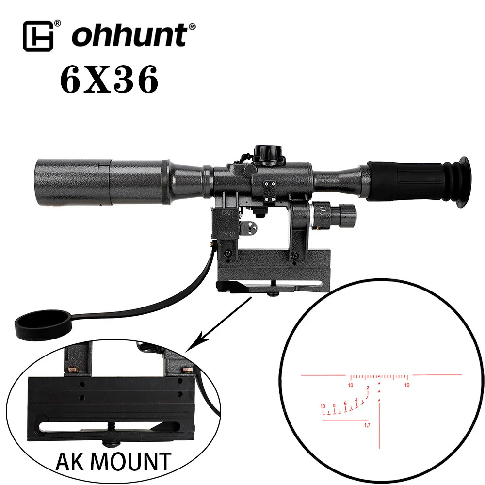 ohhunt® SVD 6X36 Illuminated PSO-1 Type Reticle Scope for Dragonov SVD Sniper Rifle Series AK RifleScope