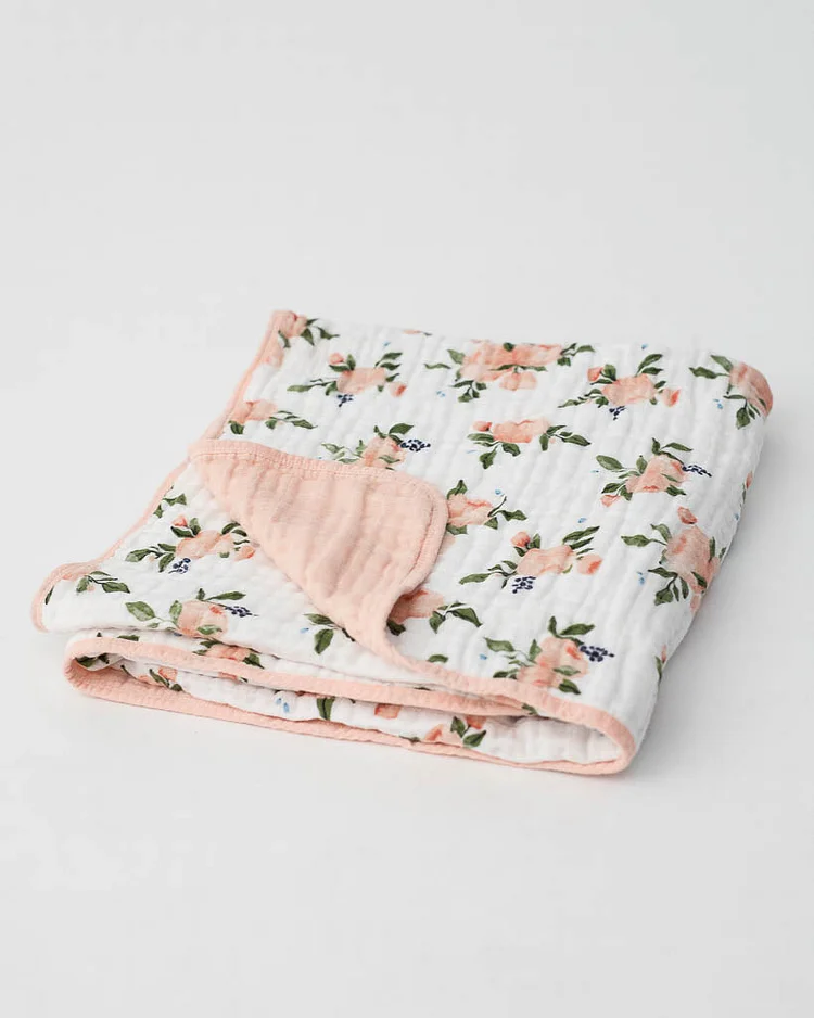Original Cotton Muslin Quilt - Watercolor Roses