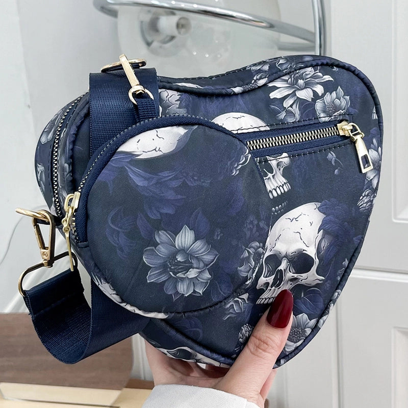 Halloween Unisex Medium Nylon Skull Streetwear Zipper Bag Sets Crossbody Bag