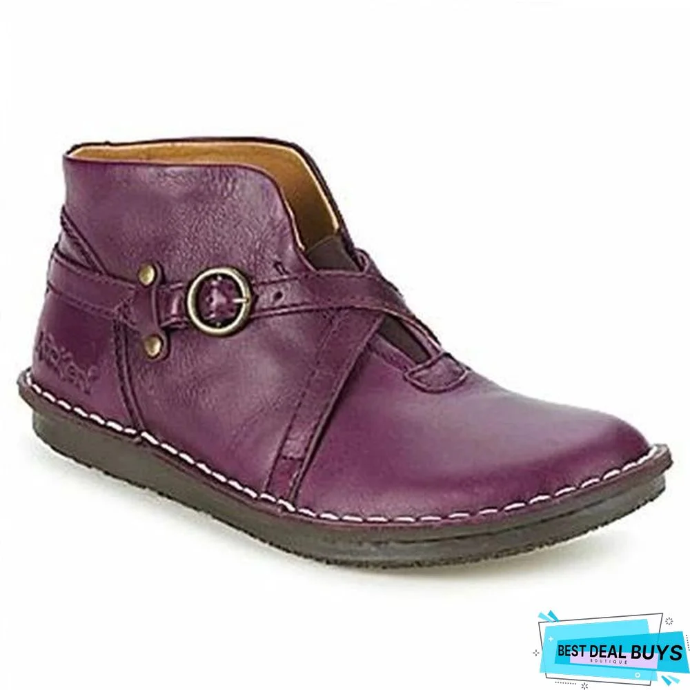 Solid Vintage Round Toe Boots