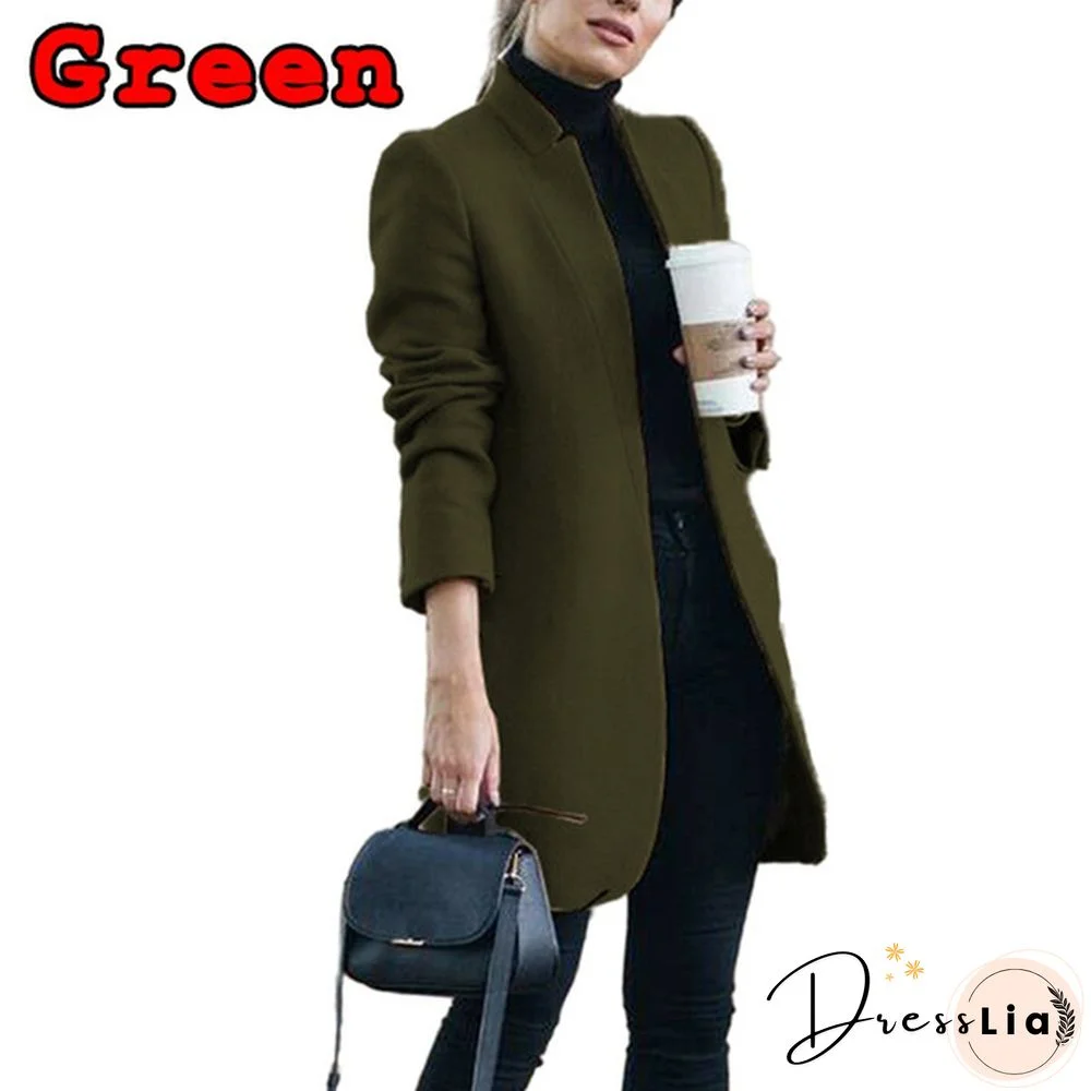 Fashion Women Autumn Winter Long Sleeve Coat Loose Warm Lightweight Jackets Casual Solid Color Parka Cardigans