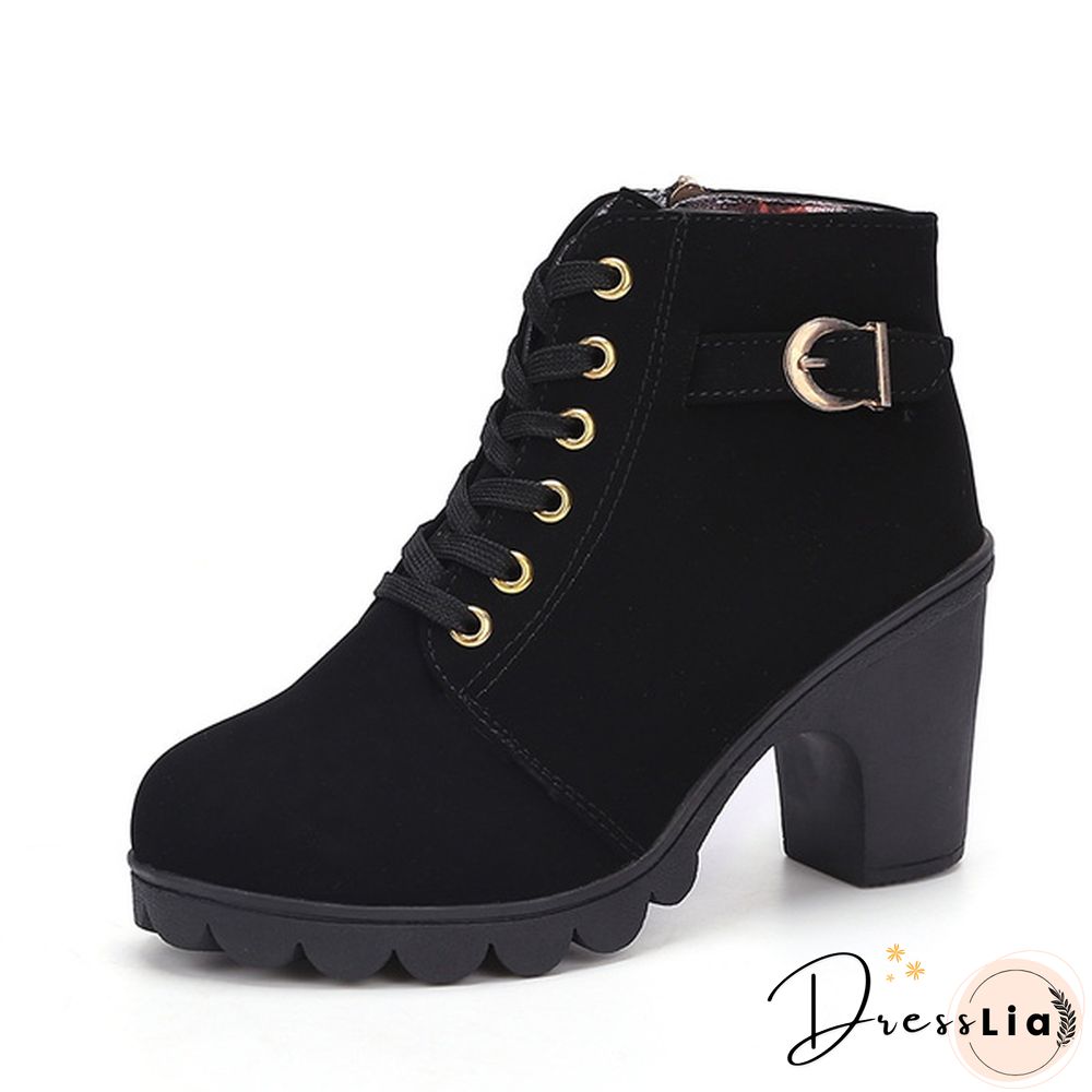 LSKJ Women Heel Short Boots Ankle Warm Short Boots Female Boots