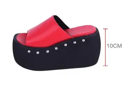 VCshoes Woman Sandals Genuine Leather Shoes Lady High Heels Pumps Platform Girl Dress Party Sandals Rivets 10cm
